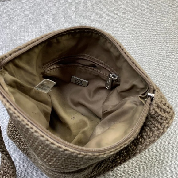 The Sak 90s Y2K Vintage Crochet Crossbody Bag Small Size Tan Brown - Picture 6 of 9